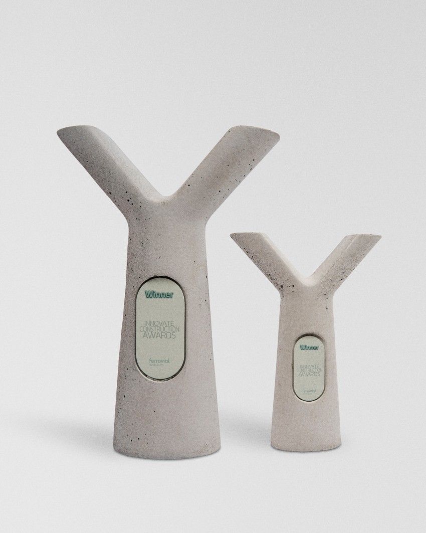 Trophée sur mesure fabriqué par Sustain Awards pour Ferrovial Innovation Awards, 2024