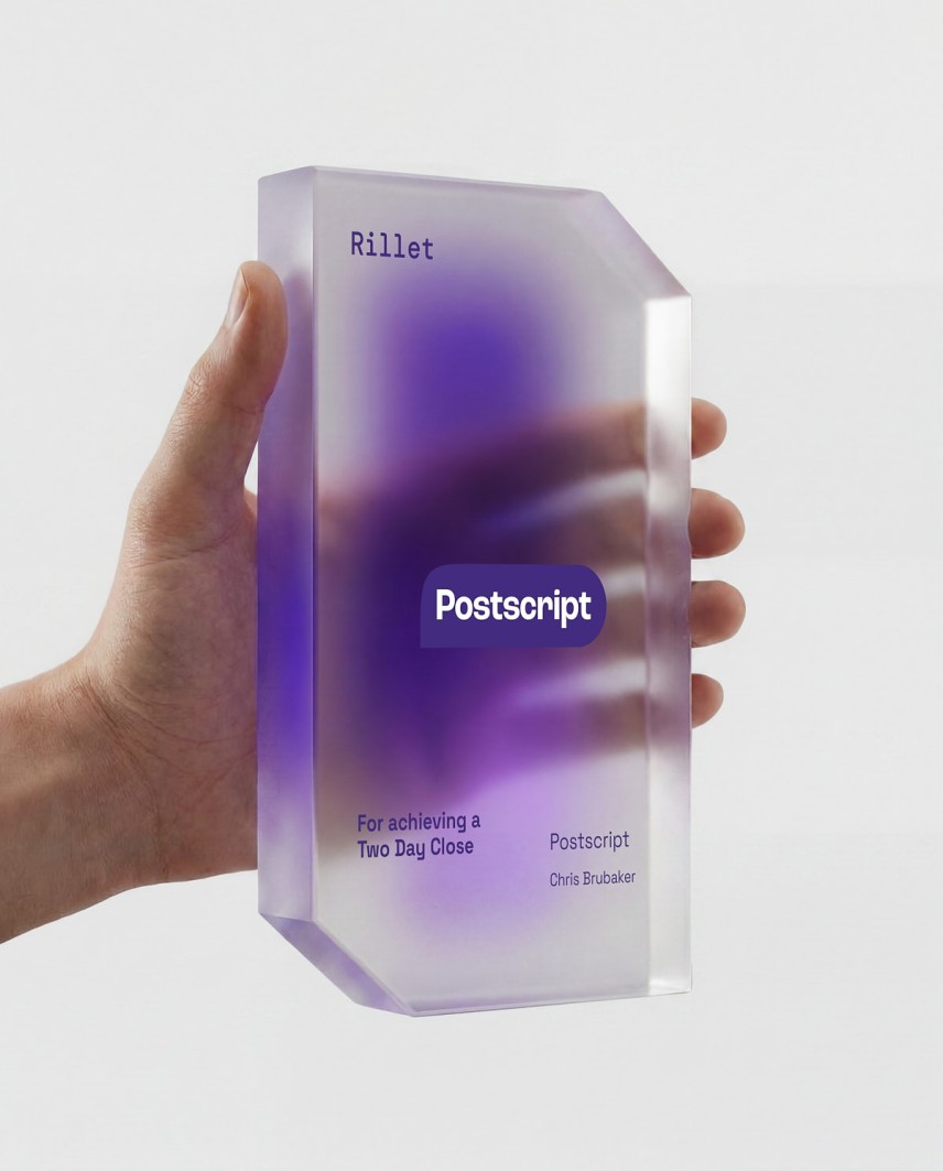 Trophée Rillet Postscript 2026 acrylique recyclé Sustain Awards